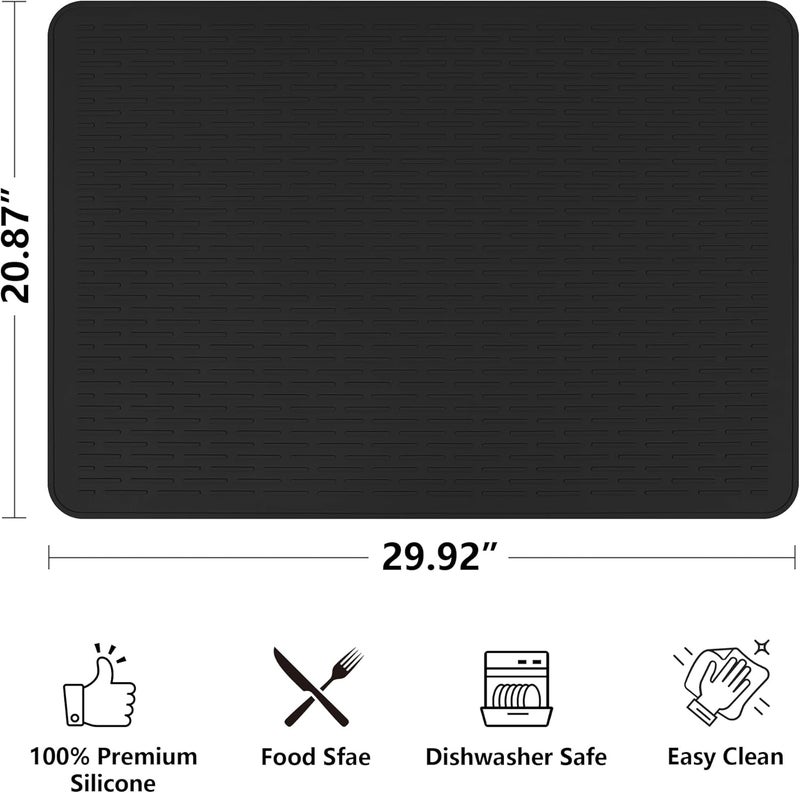 Anevna Stove Top Cover for Electric Stove- Range Covers for Electric Stove,Silicone XXL Dish Drying Mat, Glass Cooktop Covers, Flat RV Range top Mats (Black, 30"x21") - Image 2